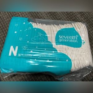 Sealed new seventh generation beige diapers free clear unbleached 36 newborn